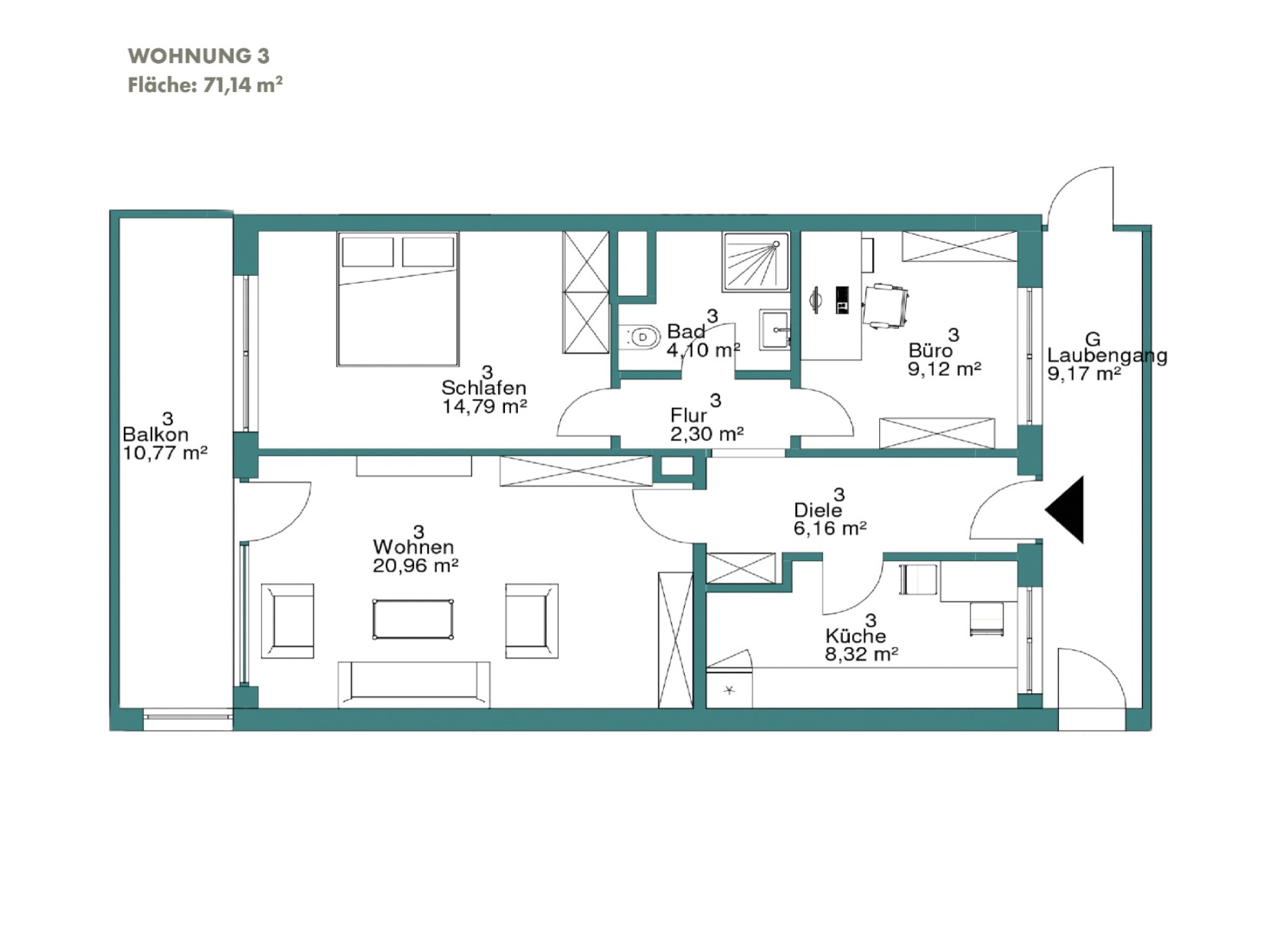 Grundriss Wohnung 3 Grundriss Wohnung 3